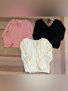 Lucky Brand Pink, Black & Cream Women's Tunic Tops - Mixed Set Lot of 3 XS